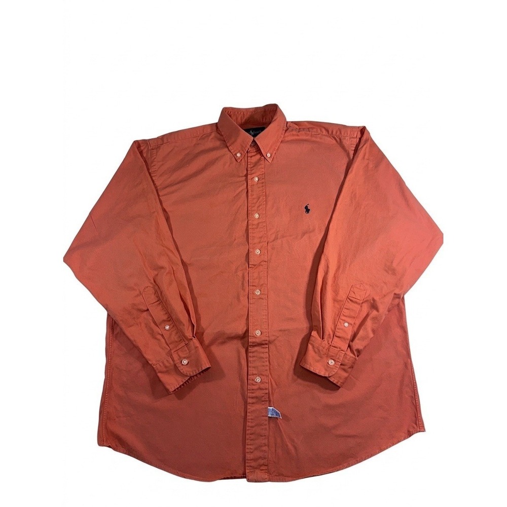Polo Ralph Lauren Men's Orange Blaire Button Down Shirt 100% Cotton Long